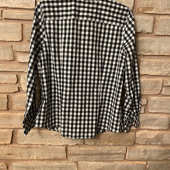 Talbots Black and White Gingham button down shirt Size 12 petite - Picture 4 of 13
